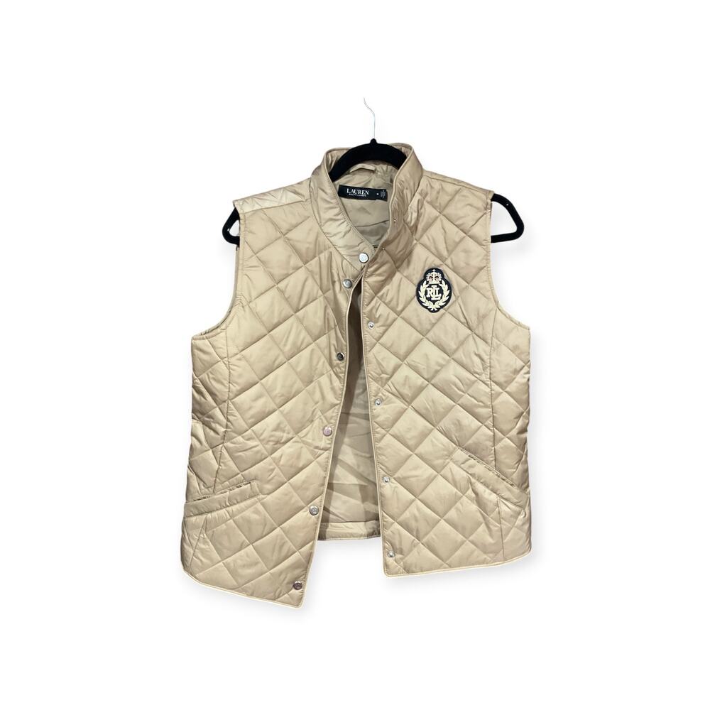 Ralph Lauren Puffer Vest Medium Tan Women NWT - Picture 1 of 3